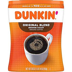 $11.99 w/ S&S: 30-Ounce Dunkin' Original Blend Medium Roast Ground Coffee