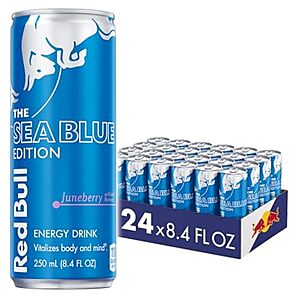 [S&S] $27.86: 24-Count 8.4-Oz Red Bull Sea Blue Edition Energy Drink (Juneberry)