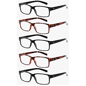 Select 5 Pack Reading Glasses Spring Hinge for Women and Men Blue Light Blocking 0.0x-4.0x Reading Glasses  $5.97