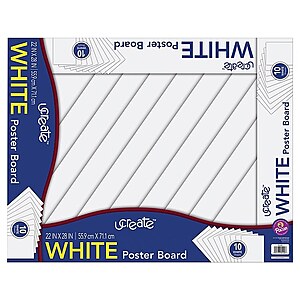 10-Pack uCreate White Poster Board (22" x 28") $1.37 + Free Shipping