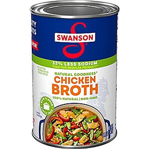 Swanson Natural Goodness 33% Less Sodium Chicken Broth, 14.5 oz Can~75 Cents After Coupon & S&S @ Amazon~Free Prime Shipping!