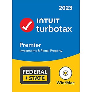 TurboTax Premier 2023 Federal + State for 1 User, Windows/Mac, CD/DVD and Download $65 After $30 Coupon From Staples Free Shipping YMMV $64.99