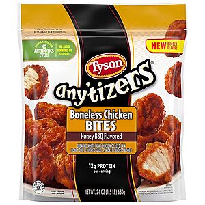 Select Walgreens Stores: 24-Oz Tyson Any'tizers Boneless Chicken Bites (Various) $3 + Free Store Pickup on $10+