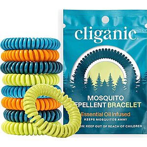10-Pack Cliganic Mosquito Repellent Deet-Free Bracelets $5.84 w/ S&S + Free Shipping w/ Prime or on $35+