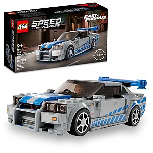 319-Piece LEGO Speed Champions 2 Fast 2 Furious Nissan Skyline GT-R (R34) Race Car Kit w/ Racer Minifigure $20 + Free Shipping w/ Prime or on $35+