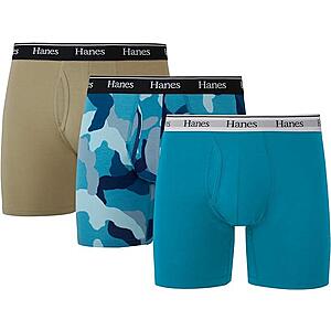 3-Pack Hanes Men's Moisture-Wicking Boxer Briefs (Blue Camo/Khaki) $7