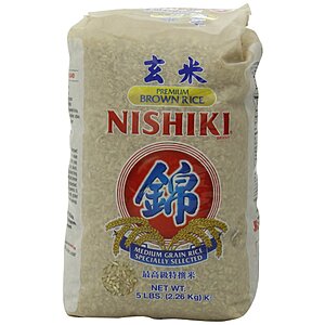 5-Lbs NISHIKI Premium Brown Rice $5.83 .40 cent coupon, Free Shipping w/ Prime or on $35+