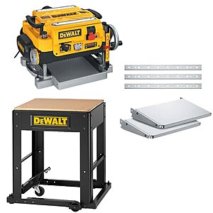 DeWalt DW735X 13 in. Thickness Planer, (3) Knives, In/Out Feed Tables, and Mobile Thickness Planer Stand + Free Shipping - Home Depot $650