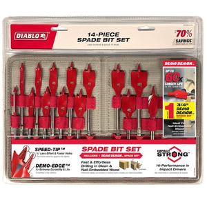 DIABLO High Speed Steel Spade Bit Set With Pouch (14-Piece) DSP2960-S14PD - The Home Depot $10.00