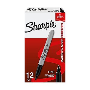 12-Pack Sharpie Fine Point Permanent Markers (Black) $4.79 + Free Shipping