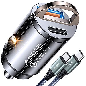 AINOPE 90W (45+45) USB-C Car Charger w/ 3.3' Nylon Type-C Cable $8.95 + Free Shipping w/ Prime
