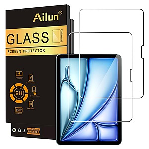 2-Pk Ailun Tempered Glass Screen Protectors for iPad Pro/iPad Air 2024 11"/13" $5 + Free Shipping w/ Prime