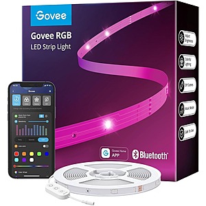 65.6' Govee RGB LED Music Sync Bluetooth Light Strip $10 & More