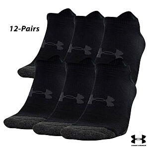12-Pairs Under Armour Performance Tech No Show Socks (L) $22 + Free Shipping
