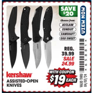 Kershaw OSO Sweet 3.1" 8Cr13Mov Speedsafe flipper folding knife $19 +shipping or in-store w/coupon code @ Big 5 Sporting Goods