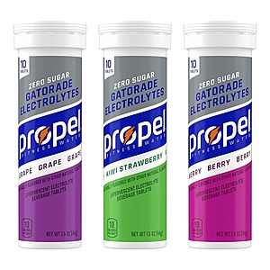 40-Count Propel Fitness Water Zero Sugar Electrolyte Tablets (Variety Pack) $10.35 w/ Subscribe & Save