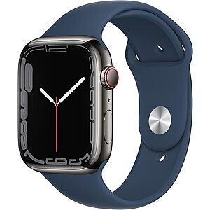 Apple Watch Series 7 [GPS + Cellular 45mm] Smart Watch w/Graphite Stainless Steel Case with Abyss Blue Sport Band. $362 - 20% coupon (YMMV)