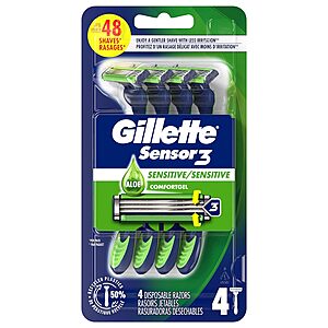 $3.64 w/ S&S: 4-Count Gillette Sensor3 Sensitive Men's Disposable Razor @ Amazon