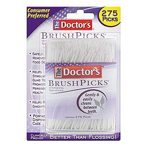 The Doctor's BrushPicks Interdental Toothpicks: 120-Count $1.75, 275-Count $2.60 w/ Subscribe & Save