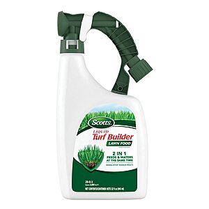 Scotts Liquid Turf Builder Lawn Fertilizer for All Grass Types, Feeds and Waters Lawn at Same Time, 32 fl. oz. $14.38