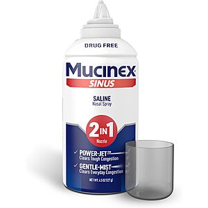 4.5-Oz Mucinex Sinus Saline Nasal Spray & Sinus Rinse $7.19 w/ S&S + Free Shipping w/ Prime or on $35+