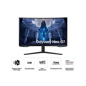 Samsung EPP: 32" Odyssey Neo G7 4K UHD 165Hz 1ms Quantum HDR2000 Curved Gaming Monitor $450 + Free Shipping