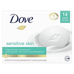 14-Pack 3.75-Oz Dove Beauty Bar: Original or Sensitive Skin $9.45 w/ Subscribe & Save