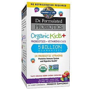 Garden of Life, Dr. Formulated Probiotics, Organic Kids +, Tasty Organic Berry Cherry, 30 Yummy Chewables $9.65
