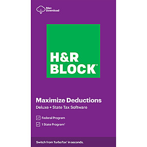 H&R Block 2020 Deluxe + State Tax Download $22.50  B&H Photo $22.50