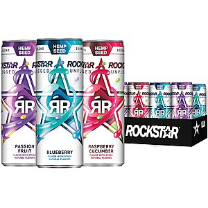 12-Pack 12-Oz Rockstar Unplugged Zero Sugar 3 Flavor Variety Pack $14 w/ Subscribe & Save & More