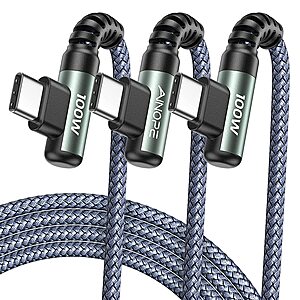 3-Pack (6.6'/6.6'/10') Ainope USB-C to USB-C 100W Nylon Braided Cable (Right Angle) $12 + Free Shipping w/ Prime or on $25+