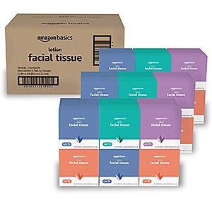 Amazon Basics Ultra Facial Tissue with Lotion 18 Cube Boxes - 75 Tissues per Box -1350 Tissues Total (Previously Solimo) - $18.98 /w S&S - Amazon
