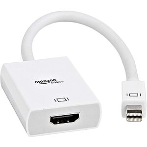 Amazon Basics Mini DisplayPort Thunderbolt to HDMI Adapter - Compatible with Apple iMac, MacBook - 1 - $4.25 /w S&S - Amazon