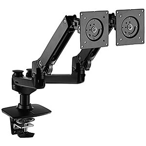Amazon Basics Dual Monitor Stand, Lift Engine Arm Mount, Black - $55.00 + F/S - Amazon