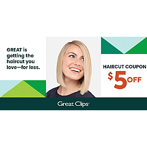 Great clips Haircut coupon$5 off: Offer expires 12/29/2021