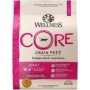 Select Amazon Accounts: 11-Lb Wellness Grain-Free Dry Cat Food (Turkey & Duck) $14.30 & More w/ Subscribe & Save