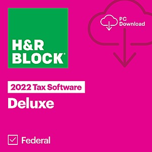 H&R Block 2022 Tax Software (Physical/PC/Mac Digital Download): Deluxe $15 & Many More