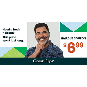 Greatclips haircut for $8.99 at participating locations - $8.99