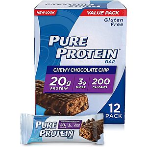 12-Pack 1.76-Oz Pure Protein Protein Bars (Chewy Chocolate Chip) $8.60 & More w/ Subscribe & Save