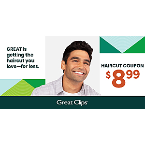 Select Great Clips Salon Locations: $9 Haircuts w/ Coupon (Expires 9/5/21)