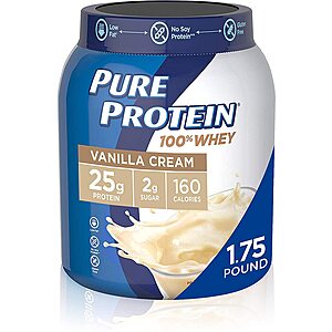 1.75-Lb Pure Protein Gluten Free Whey Protein Powder (Vanilla Cream) $10.25 w/ S&S + Free S&H w/ Prime or $25+