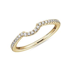 Blue Nile Curved Pavé Diamond Wedding Ring (14K Yellow Gold) $380 & More + Free Shipping
