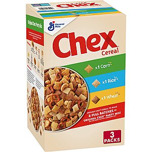 3-Bags Chex Cereal (Party Mix Variety Pack, 35.5-Oz Total) $4.85 w/ S&S + Free Shipping w/ Prime or $25+