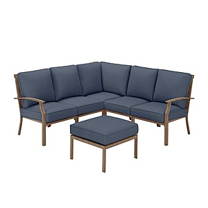 6-Piece Hampton Bay Geneva Wicker Outdoor Patio Sectional Sofa Seating Set w/ Ottoman & CushionGuard Cushions (Multiple Colors) $492 + Free Shipping