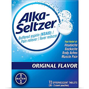 72-Count Alka-Seltzer Effervescent Tablets (Original) $6.75 w/ S&S + Free Shipping w/ Prime or on $35+