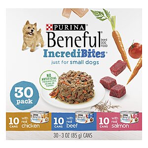30-Pack 3-Oz Purina Beneful Small Breed Wet Dog Food (Variety Pack) $18.35 w/ S&S + Free Shipping w/ Prime or on $35+