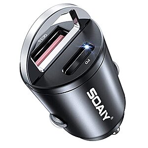 SOAIY PD 30W & QC 30W USB C Car Charger Adapter $7.50