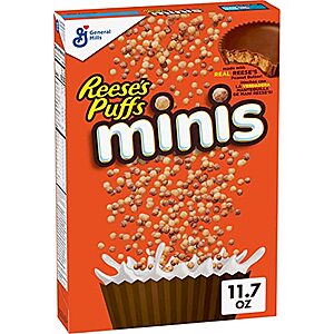 11.7-Oz Reese's Mini Chocolate Peanut Butter Puff Breakfast Cereal $2.24 w/ S&S + Free Shipping w/ Prime or on orders over $25