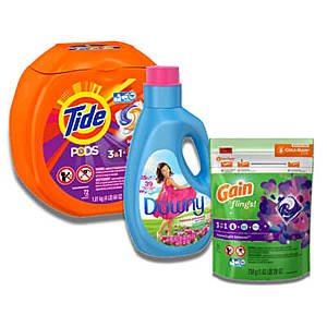 $1.95 Tide Liquid Laundry Detergent (37-40 oz) Pods (12-16 ct) or Gain Liquid Laundry Detergent (40 oz) Flings (12-14 ct) Fabric Enhancer (48 lds) Sheets (105 ct) Powder (30 lds)