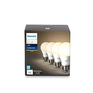 4-Pack Philips Hue 60-Watt Equivalent A19 Smart LED Light Bulbs: $33.59 +tax w/coupon